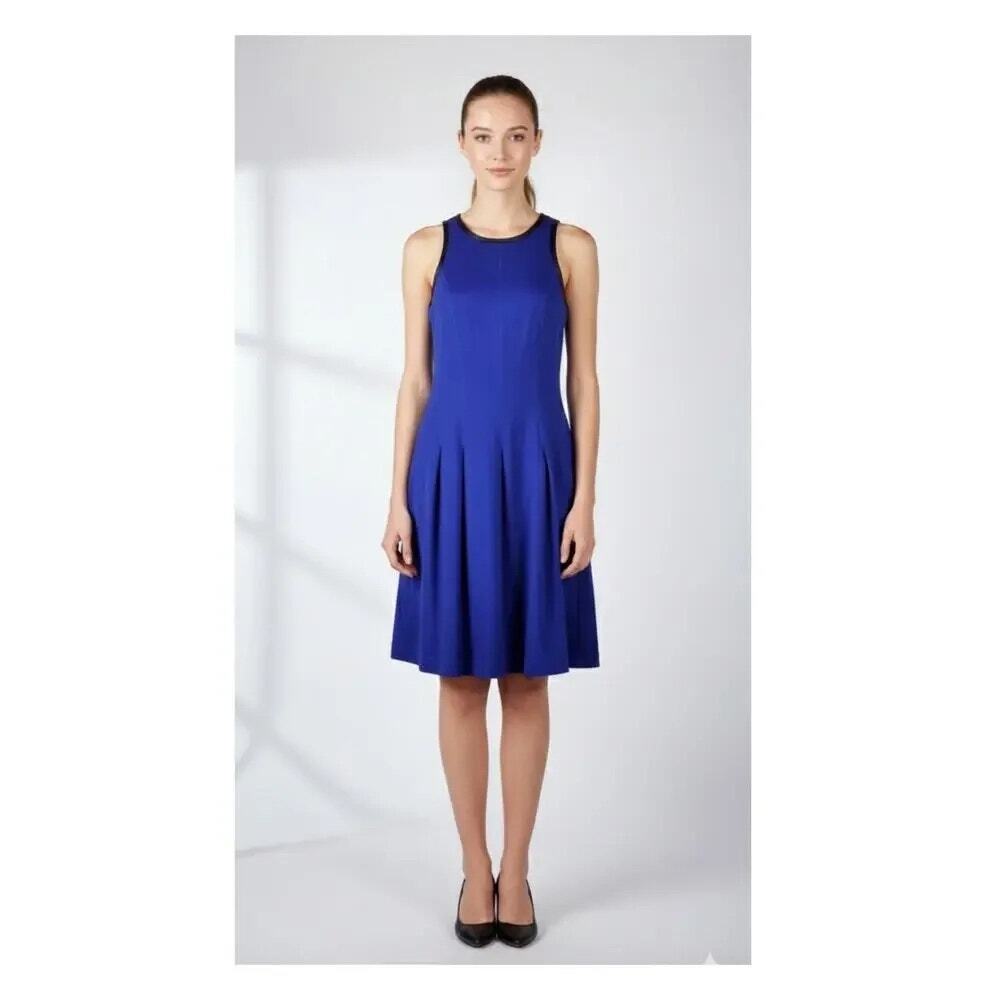 NWT Banana Republic Box-Pleat Ponte Dress 4 Royal Blue Full Circle Skirt Mini